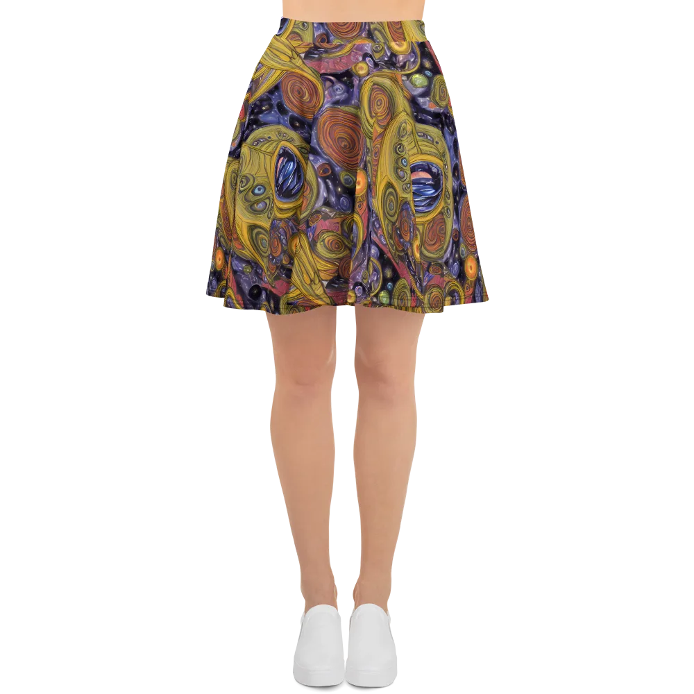 Orbiting Ochre on Skater Skirt — Front
