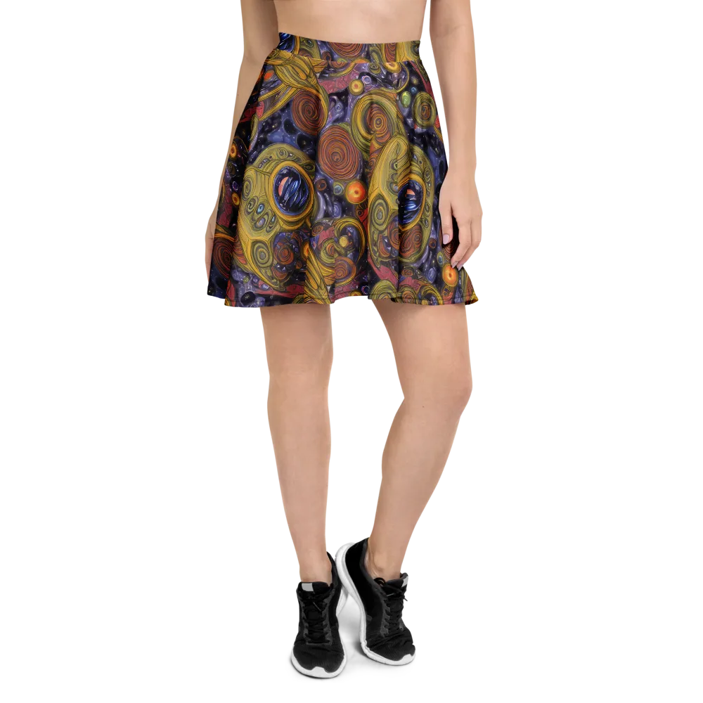 Orbiting Ochre on Skater Skirt — Front