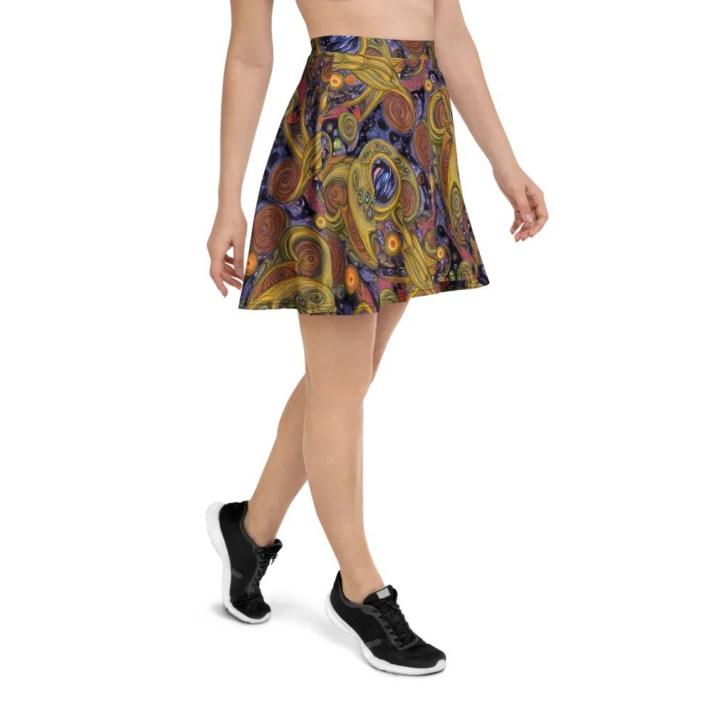 Orbiting Ochre on Skater Skirt — Right