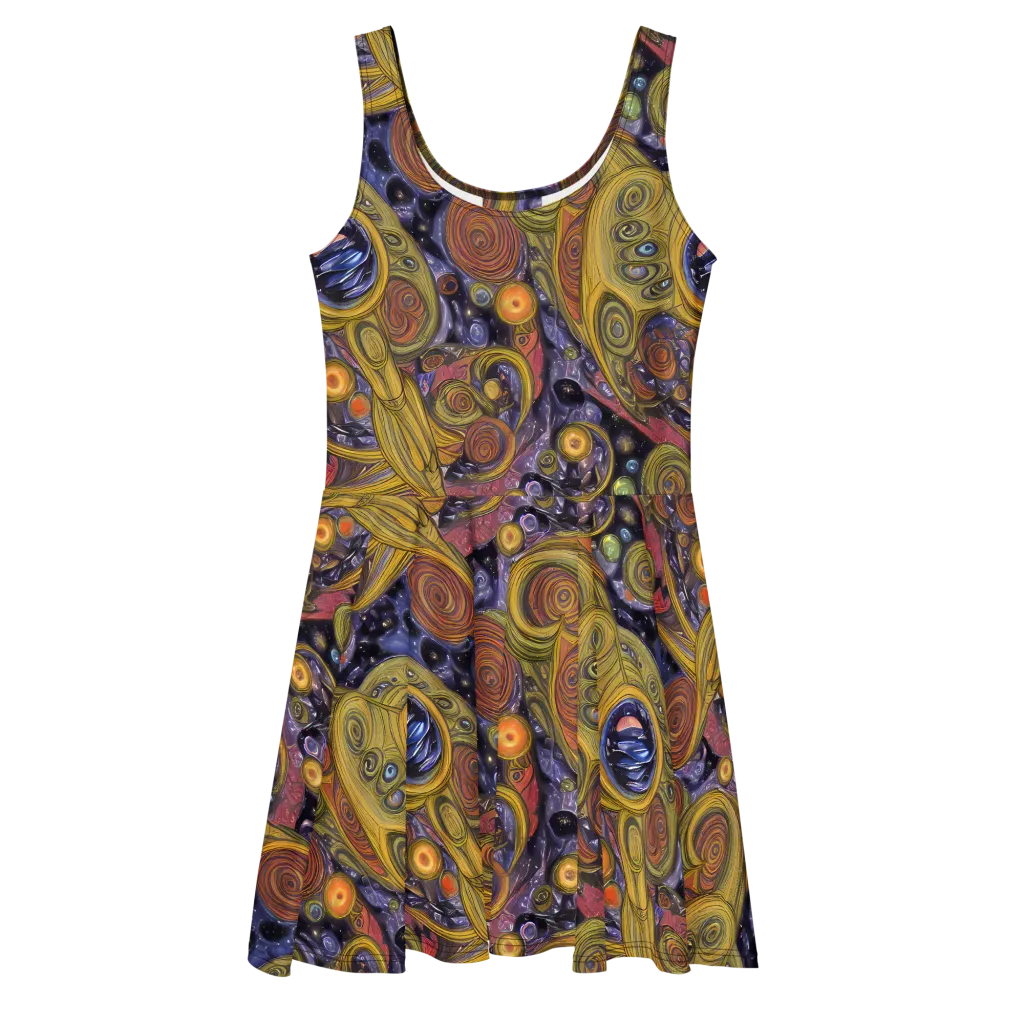 Orbiting Ochre on Skater Dress — Front