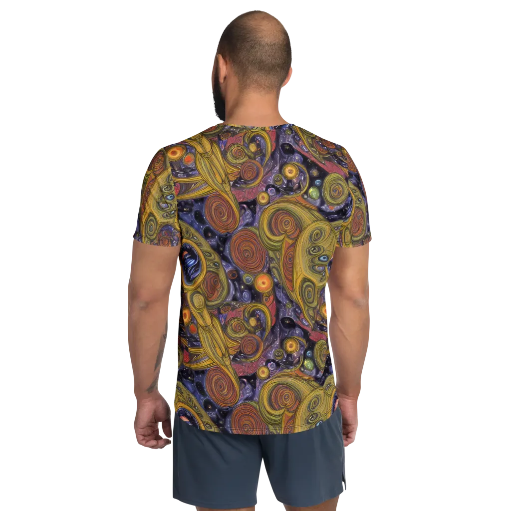 Orbiting Ochre on Men's Athletic T-Shirt — Back