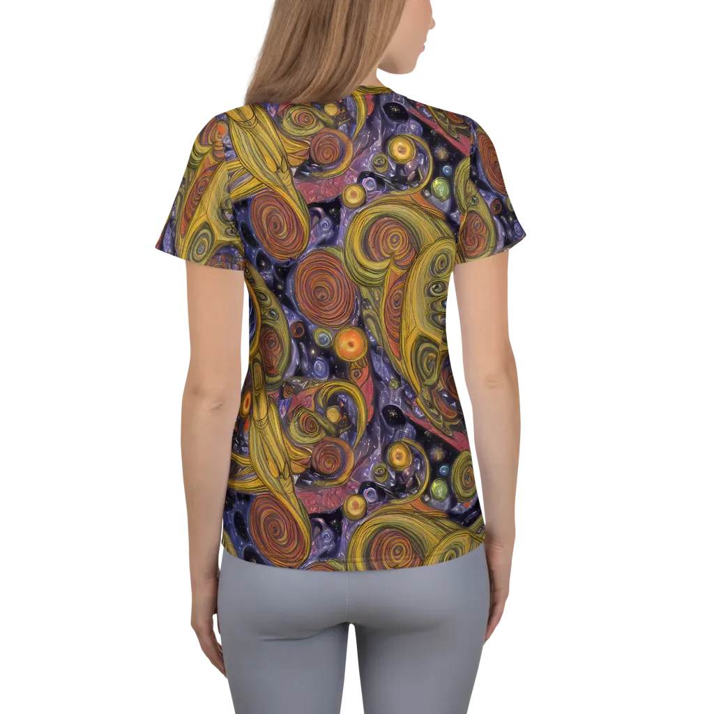 Orbiting Ochre on Women's Athletic T-Shirt — Back