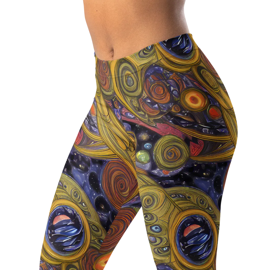 Orbiting Ochre on Leggings — Left Front
