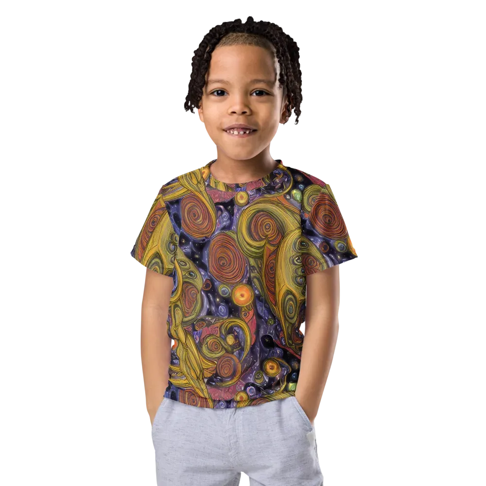 Orbiting Ochre on Kids Crew Neck T-Shirt — Front