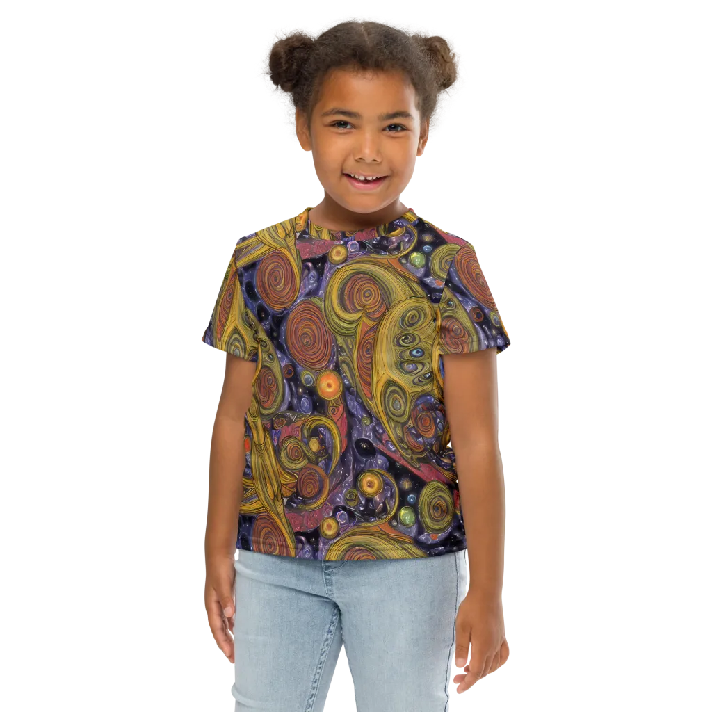 Orbiting Ochre on Kids Crew Neck T-Shirt — Front