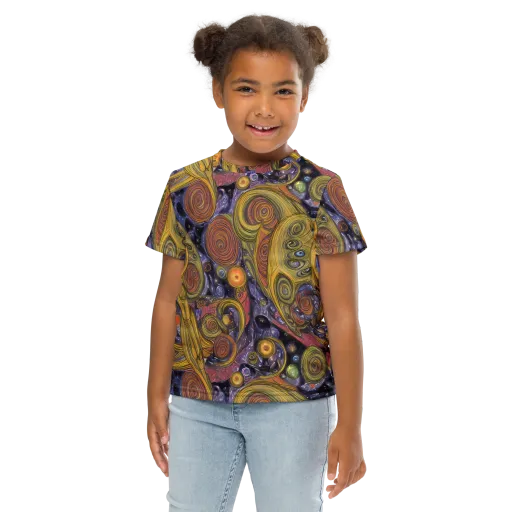 Orbiting Ochre on a Kids Crew Neck T-Shirt