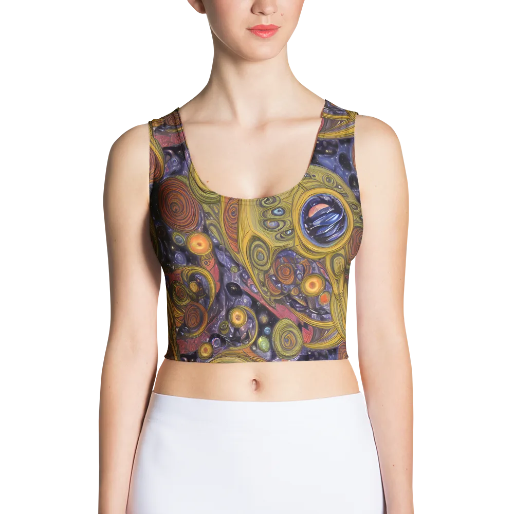 Orbiting Ochre on Crop Top — Front