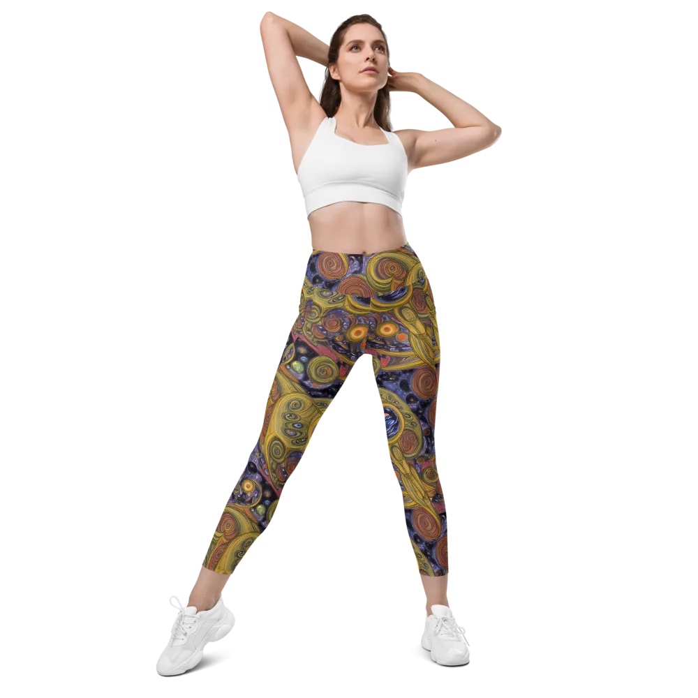 Orbiting Ochre on Leggings with Pockets — Front