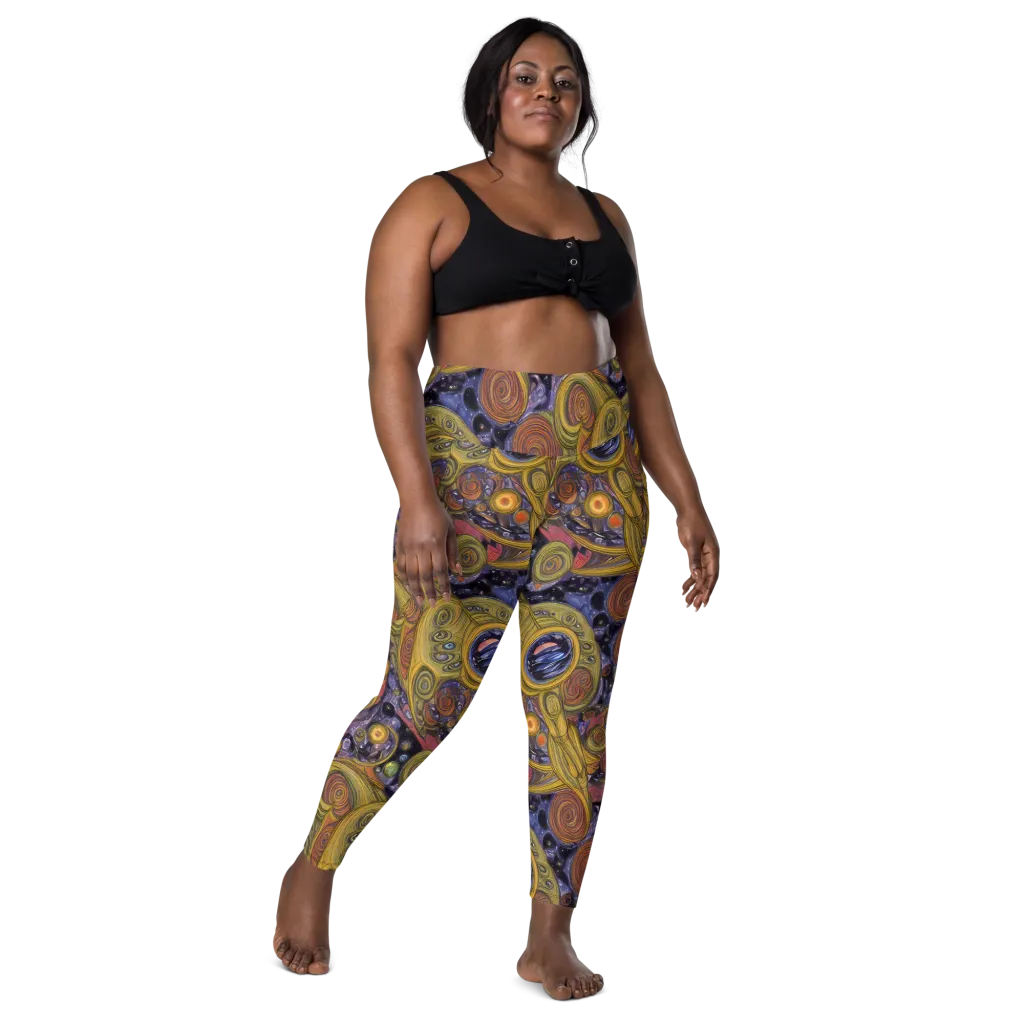 Orbiting Ochre on Leggings with Pockets — Front