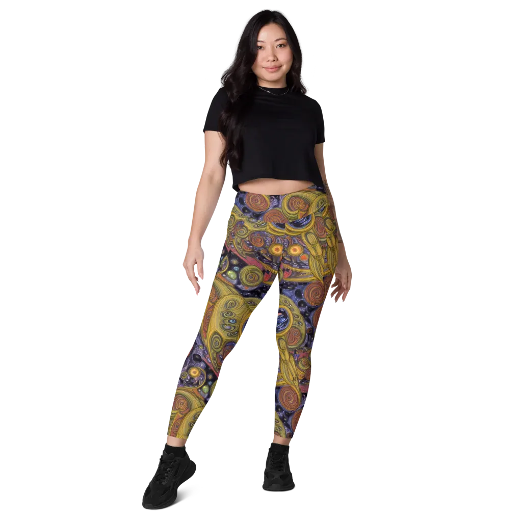 Orbiting Ochre on Leggings with Pockets — Front