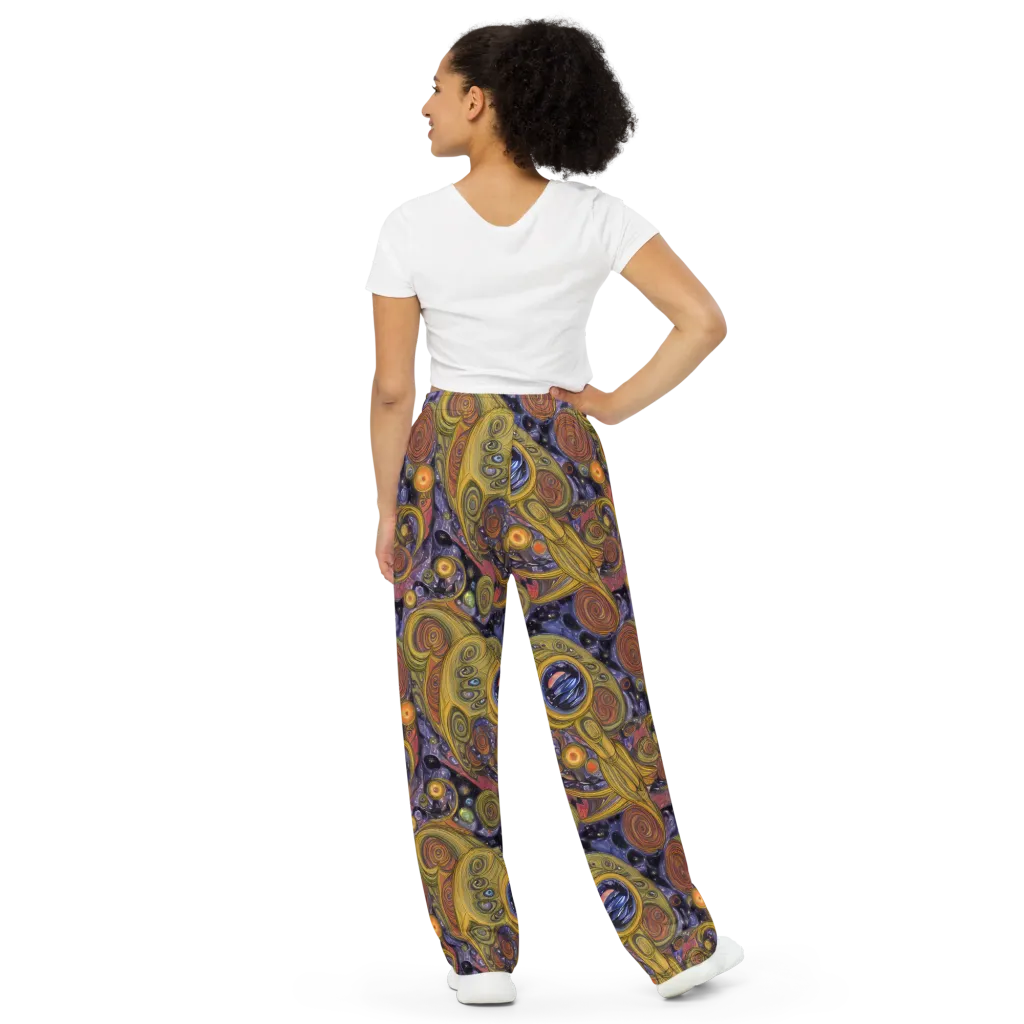 Orbiting Ochre on Wide-Leg Pants — Back