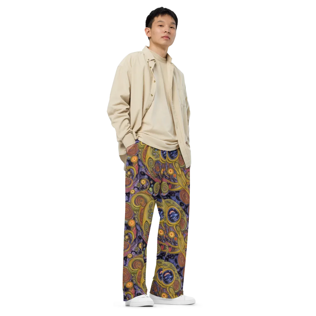 Orbiting Ochre on Wide-Leg Pants — Right Front