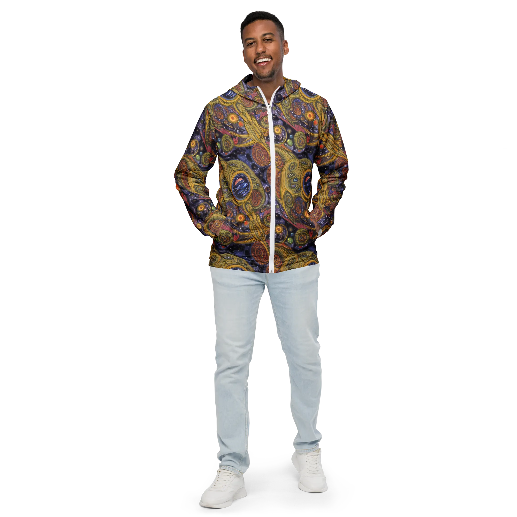 Orbiting Ochre on Men's Windbreaker — Front