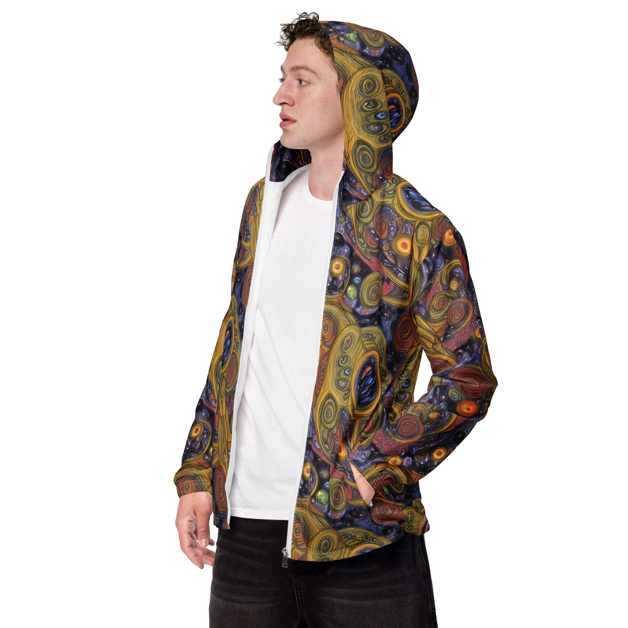 Orbiting Ochre on Men's Windbreaker — Left Front