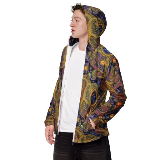 Orbiting Ochre on a Men's Windbreaker