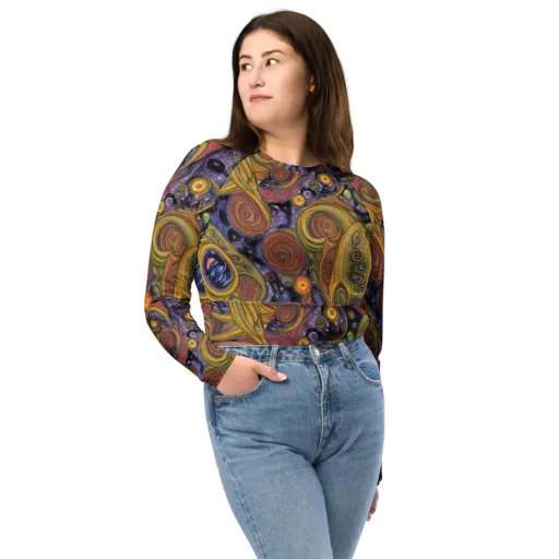 Orbiting Ochre on a Long Sleeve Crop Top