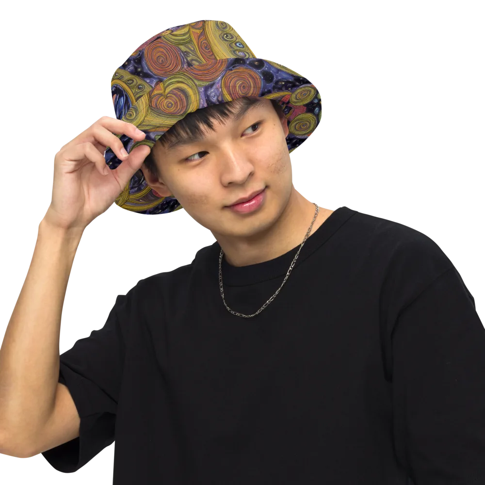 Orbiting Ochre on Reversible Bucket Hat — Front Inside