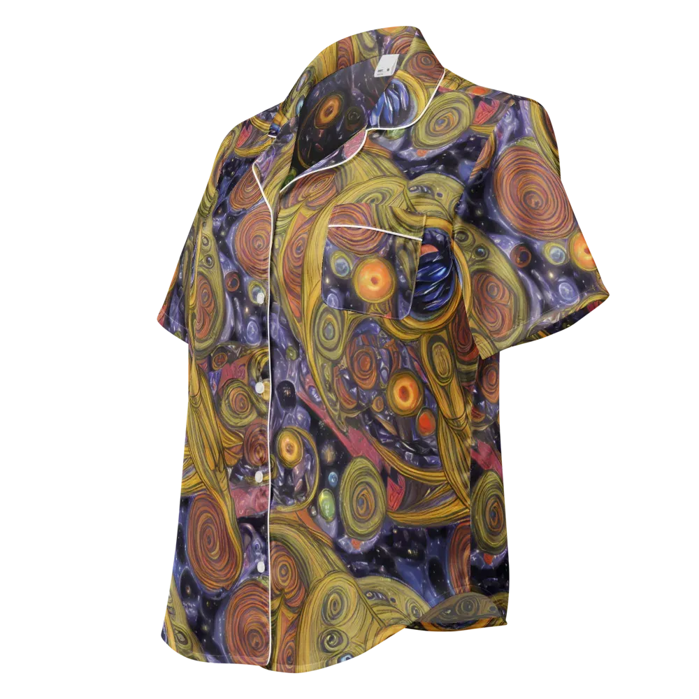 Orbiting Ochre on Women's Short Sleeve Pajama Top — Left Front