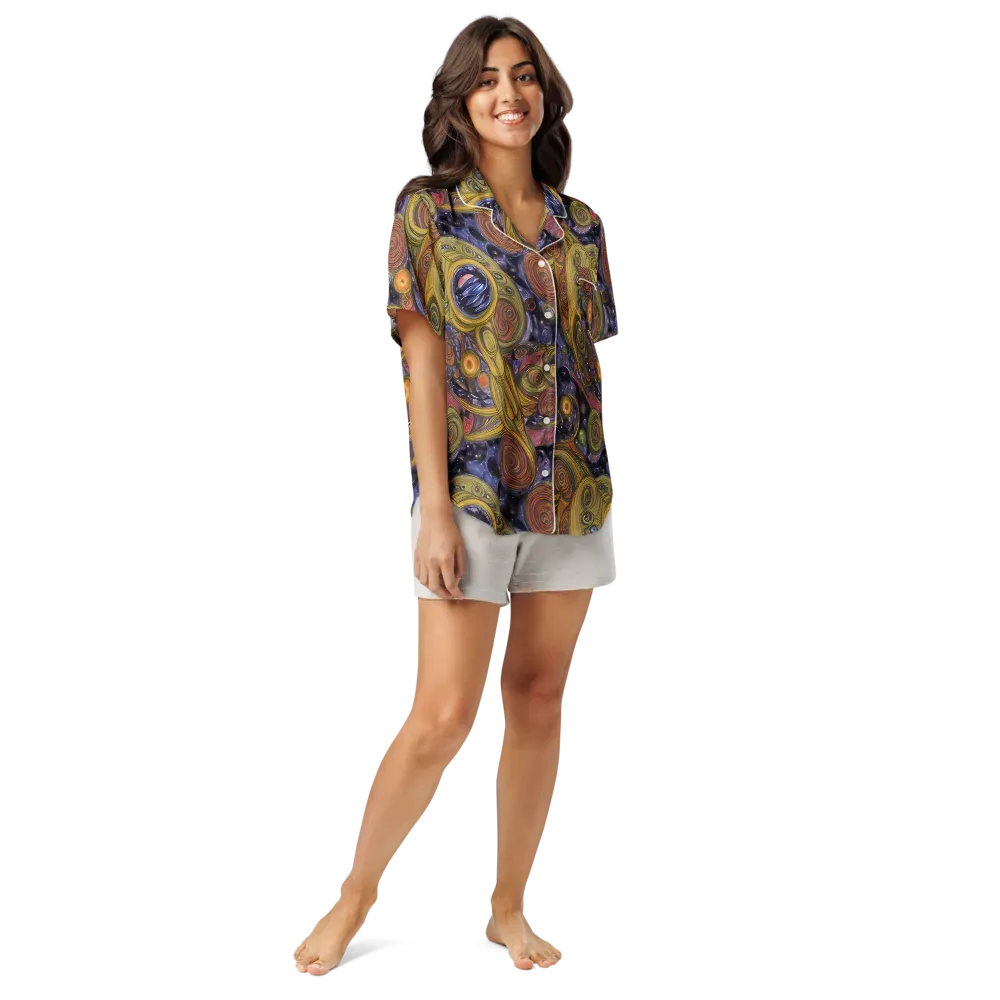 Orbiting Ochre on Women's Short Sleeve Pajama Top — Front