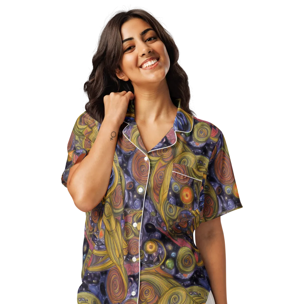 Orbiting Ochre on Women's Short Sleeve Pajama Top — Front