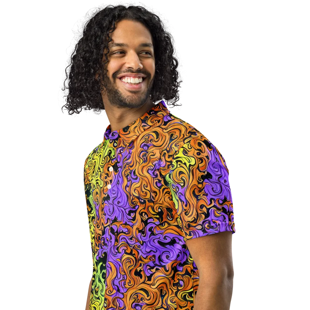 Neon Spell on Men's Slim Fit Polo Shirt — Left Front