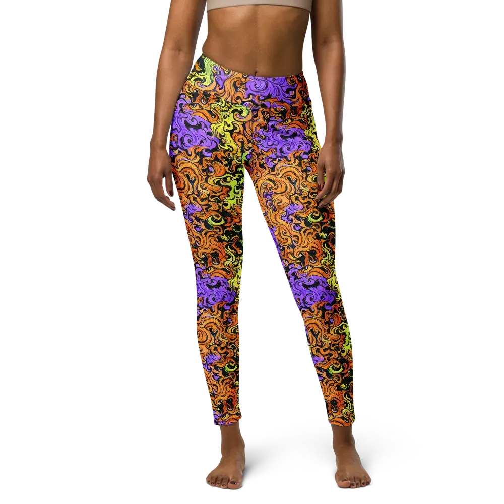 Neon Spell on Yoga Leggings — Front