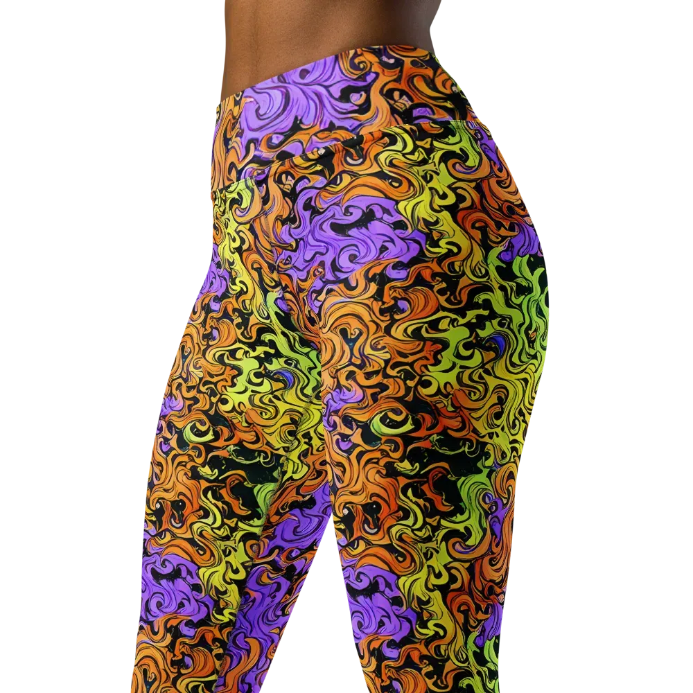 Neon Spell on Yoga Leggings — Left Front