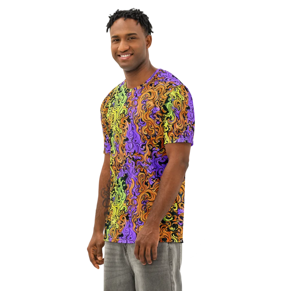 Neon Spell on Men's Cotton Crew Neck T-Shirt — Left Front