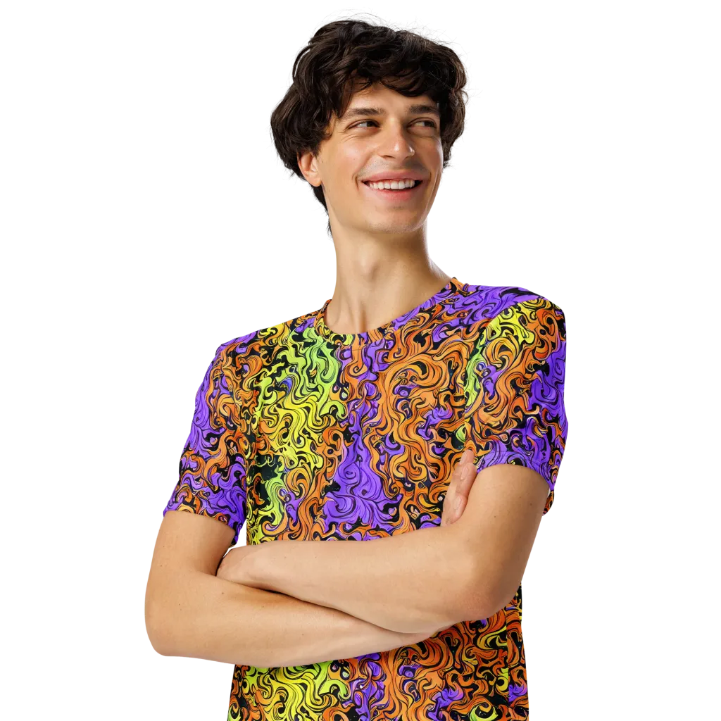 Neon Spell on Men's Crew Neck T-Shirt — Left Front