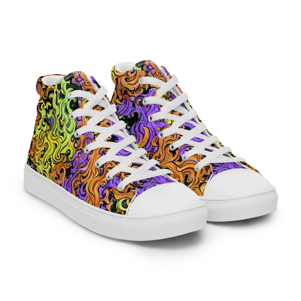 Neon Spell on Men's High Top Canvas Shoes — Right Front