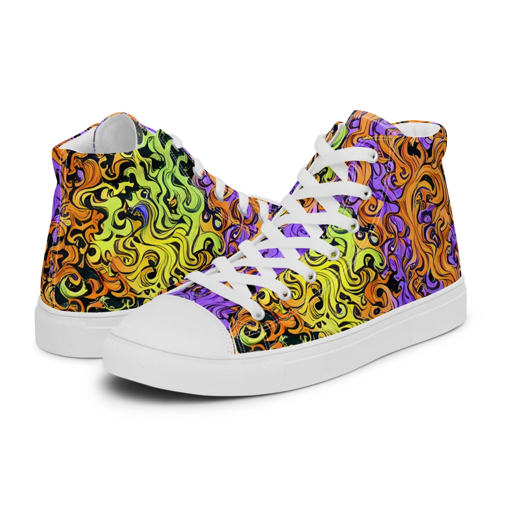 Neon Spell on Men's High Top Canvas Shoes — Left