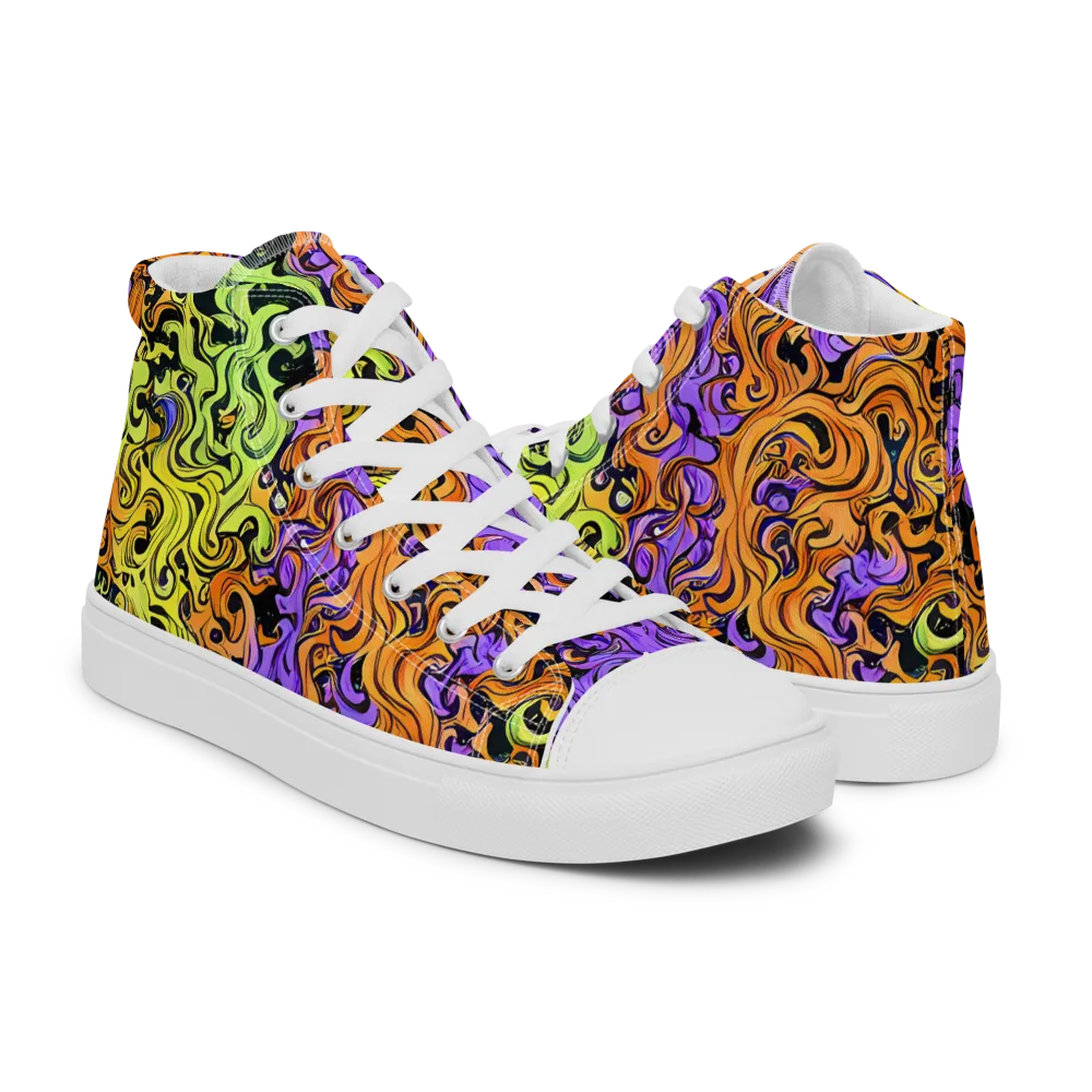 Neon Spell on Men's High Top Canvas Shoes — Right