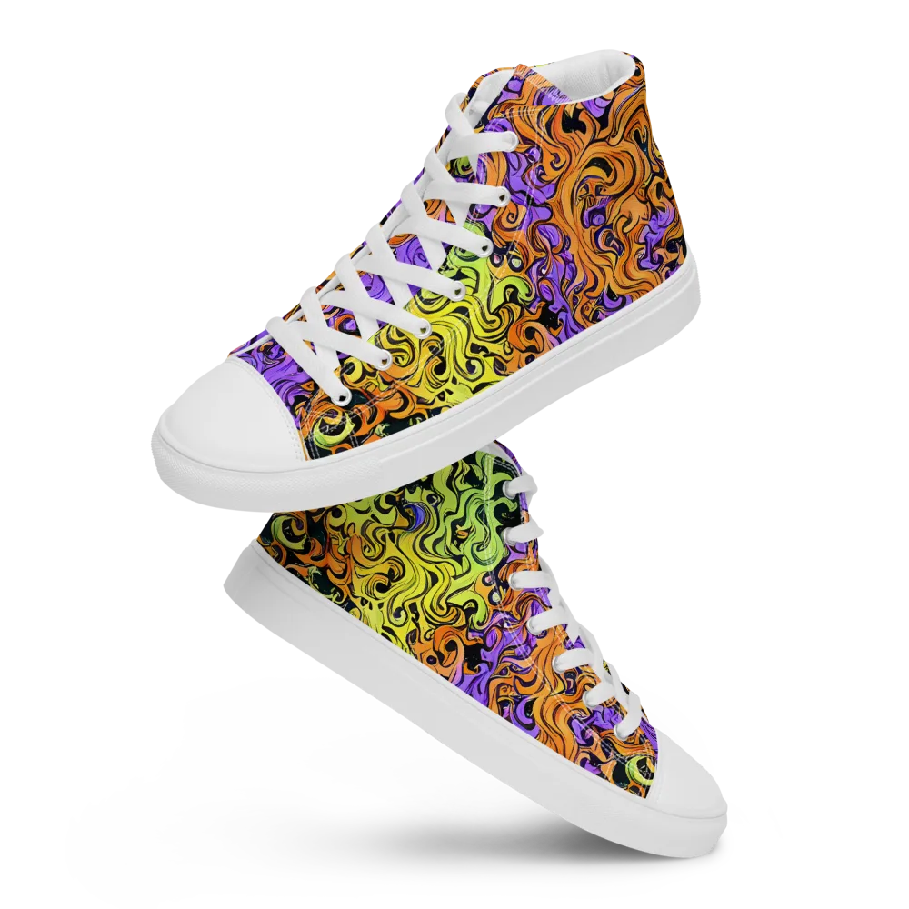 Neon Spell on Men's High Top Canvas Shoes — Front