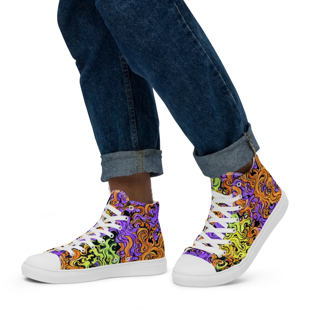 Neon Spell on Men's High Top Canvas Shoes — Left