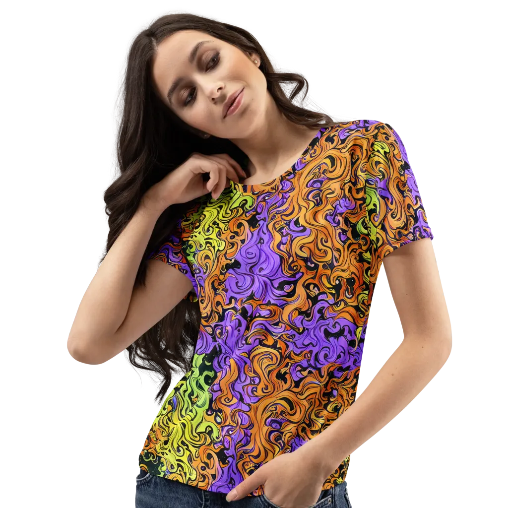 Neon Spell on Women's Crew Neck T-Shirt — Left Front