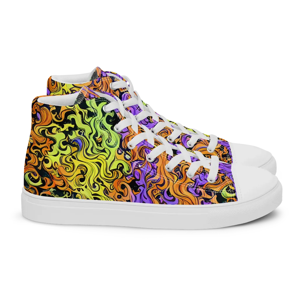 Neon Spell on Women's High Top Canvas Shoes — Right