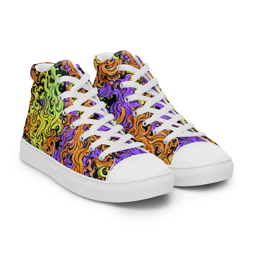 Neon Spell on Women's High Top Canvas Shoes — Right Front