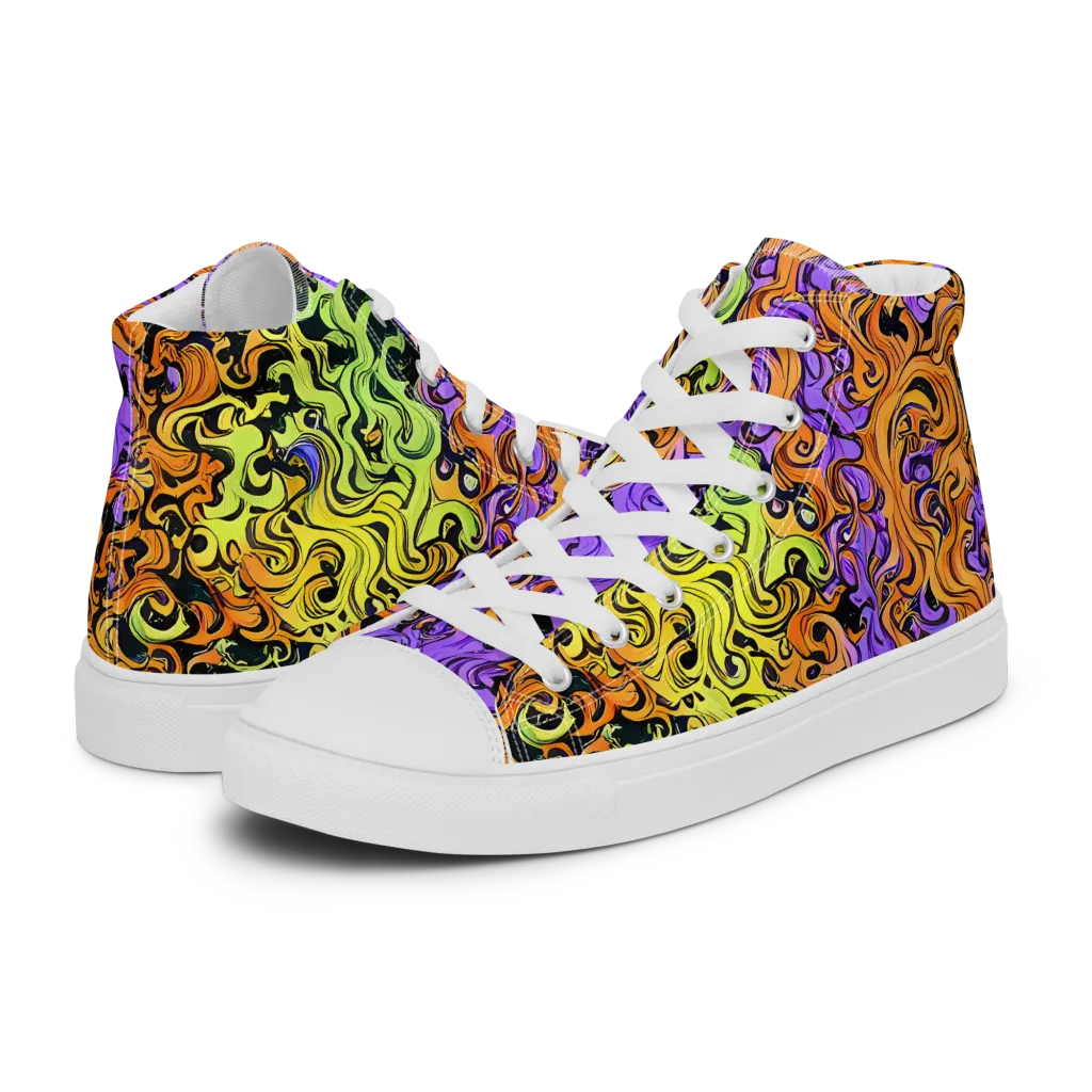 Neon Spell on Women's High Top Canvas Shoes — Left