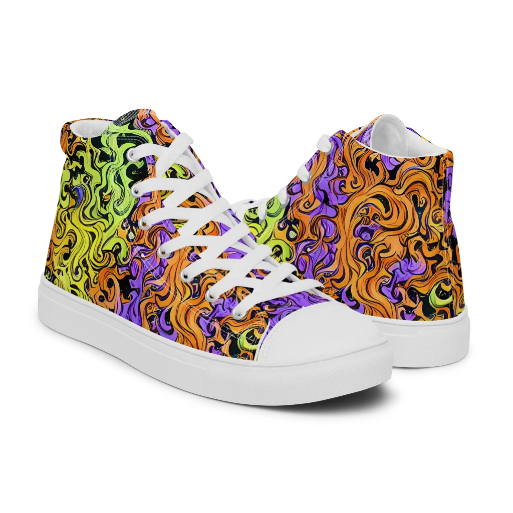 Neon Spell on Women's High Top Canvas Shoes — Right