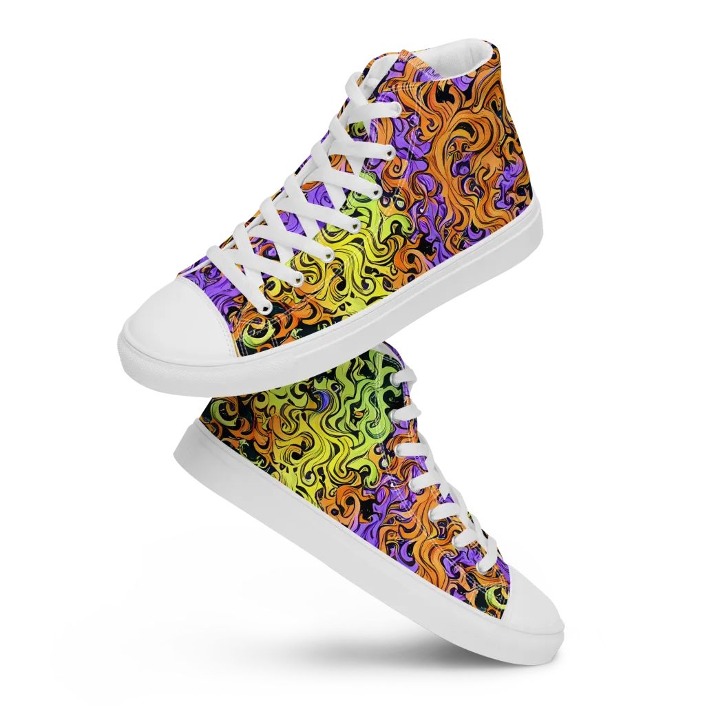 Neon Spell on Women's High Top Canvas Shoes — Front