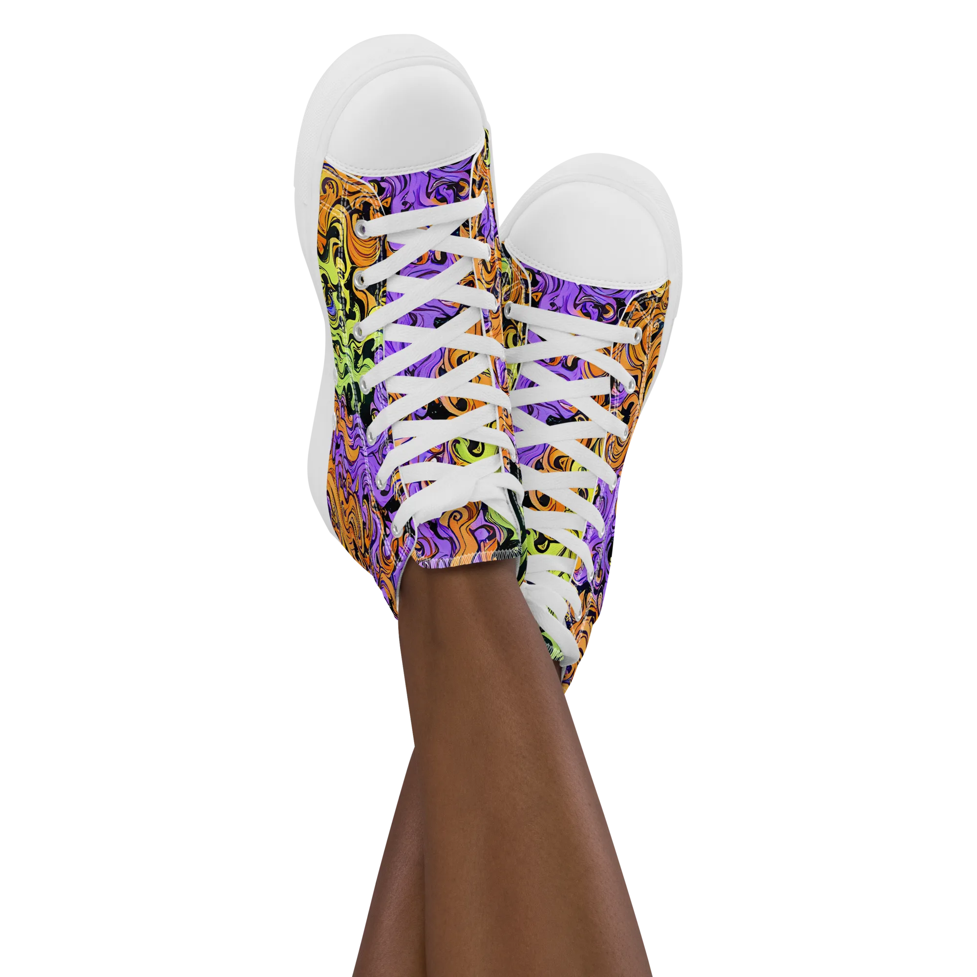 Neon Spell on Women's High Top Canvas Shoes — Front