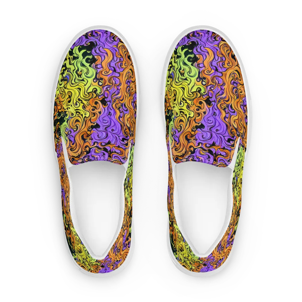Neon Spell on Men's Slip-On Canvas Shoes — Front