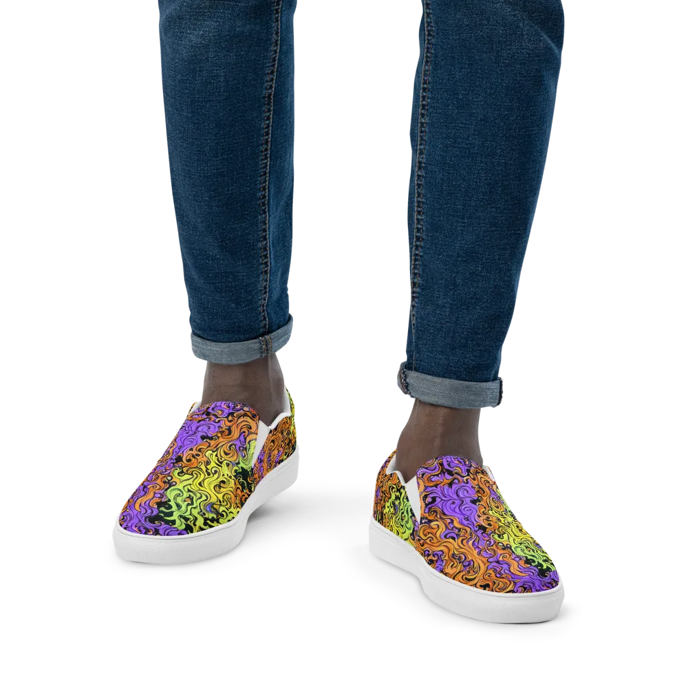 Neon Spell on Men's Slip-On Canvas Shoes — Front