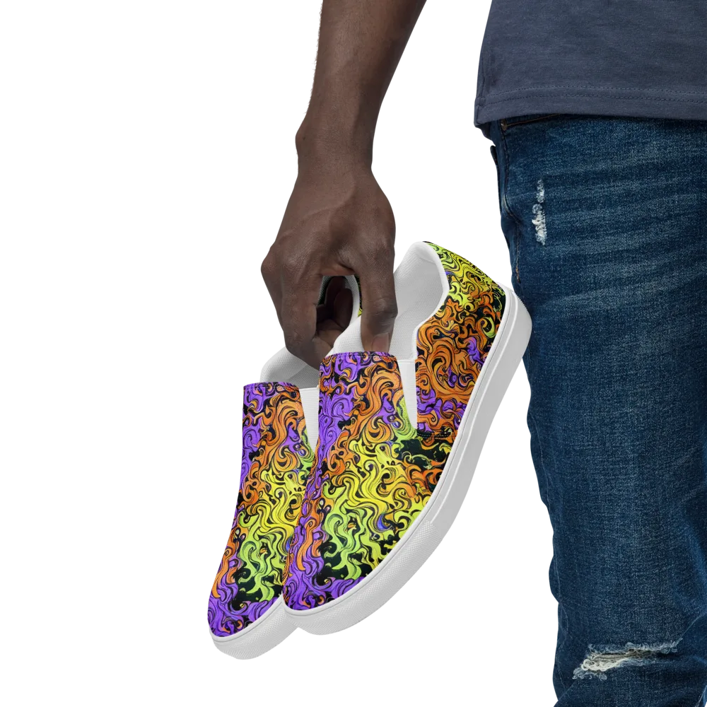 Neon Spell on Men's Slip-On Canvas Shoes — Left Front