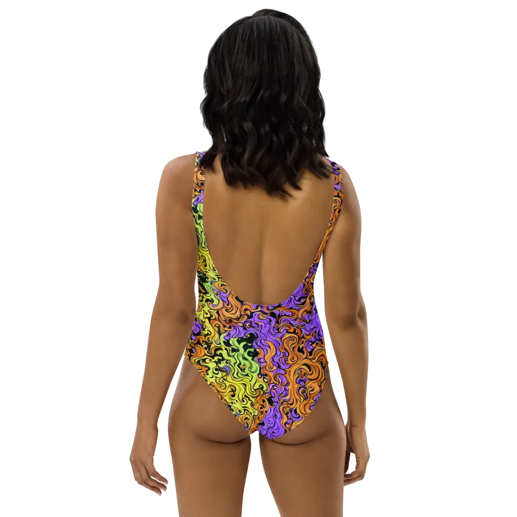 Neon Spell on One-Piece Swimsuit — Back