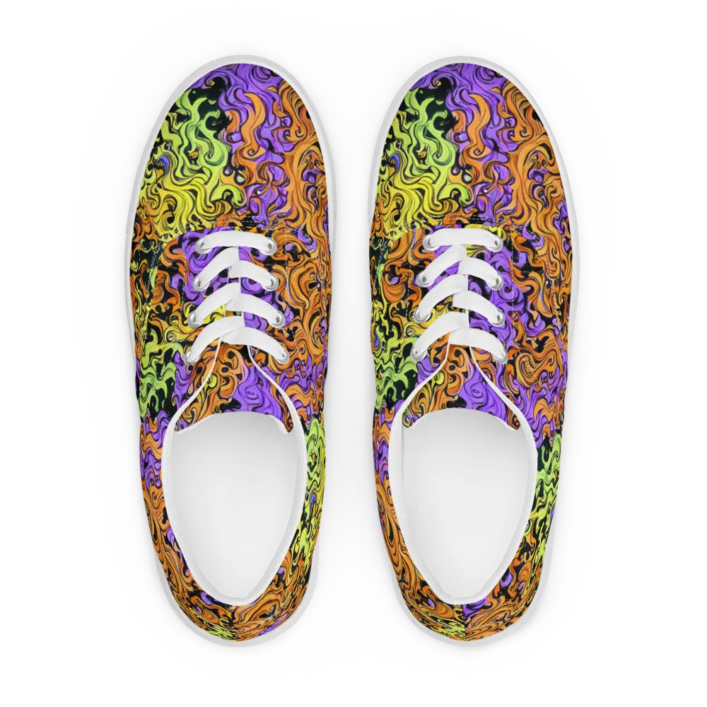 Neon Spell on Men's Lace-Up Canvas Shoes — Front