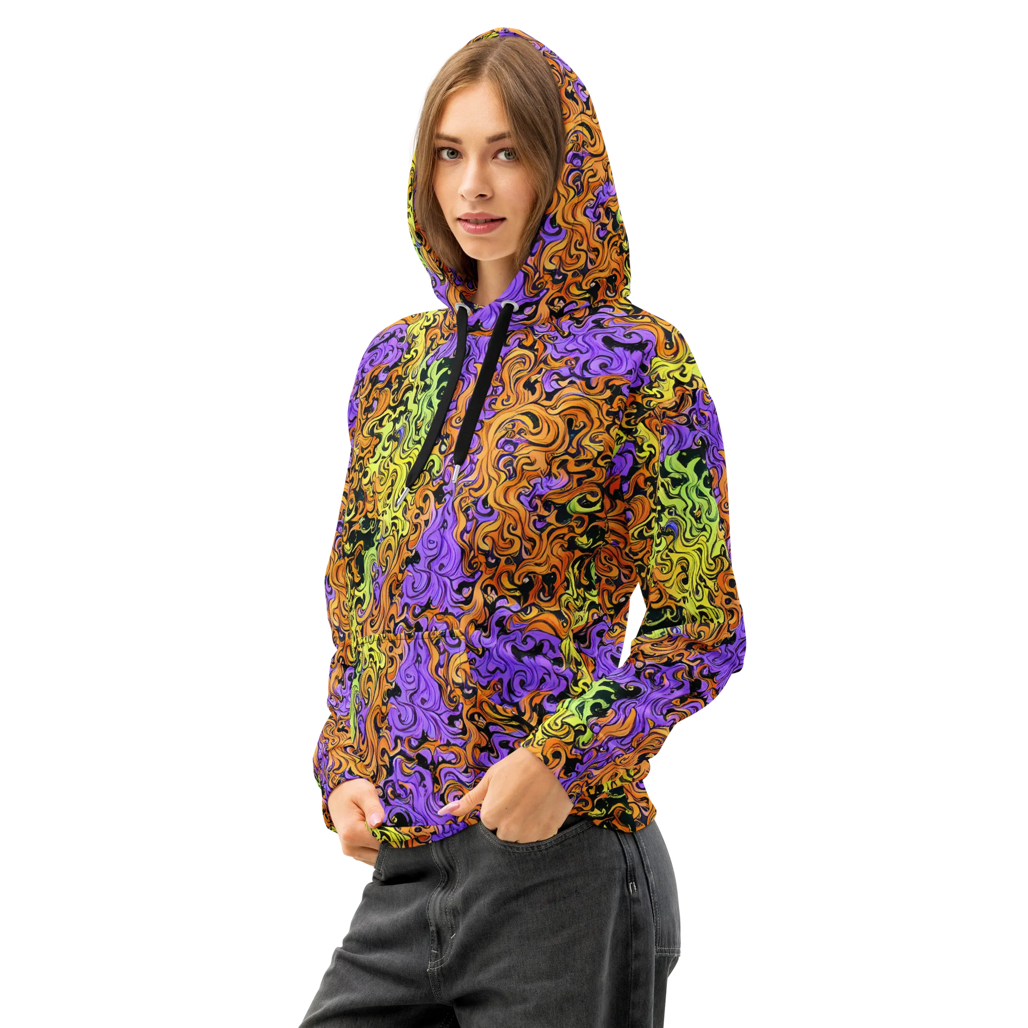 Neon Spell on Cotton Hoodie — Left Front