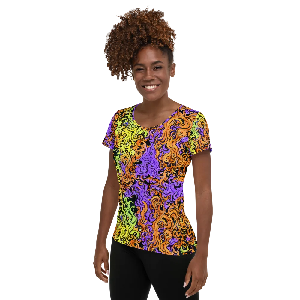 Neon Spell on Women's Athletic T-Shirt — Left