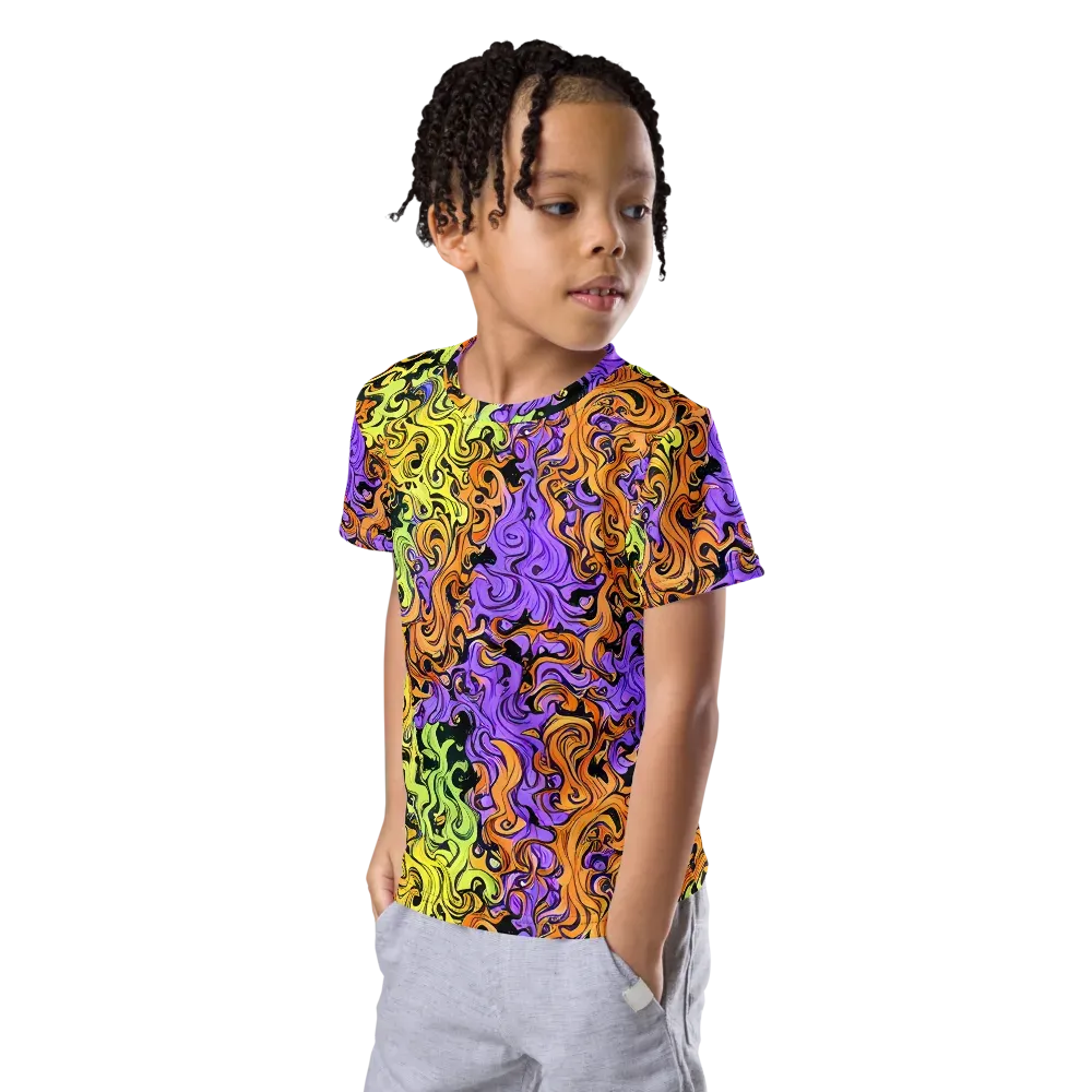 Neon Spell on Kids Crew Neck T-Shirt — Left Front