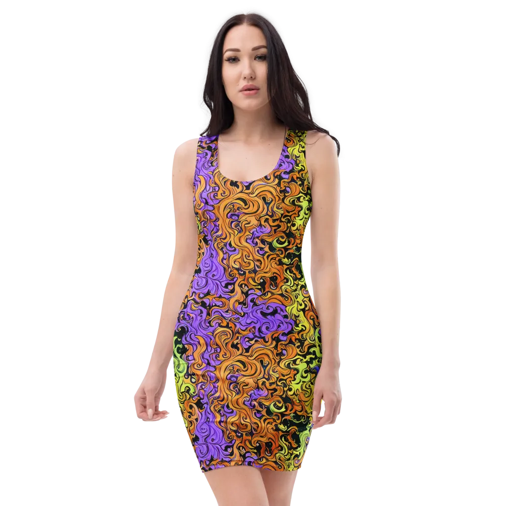 Neon Spell on Bodycon Dress — Front